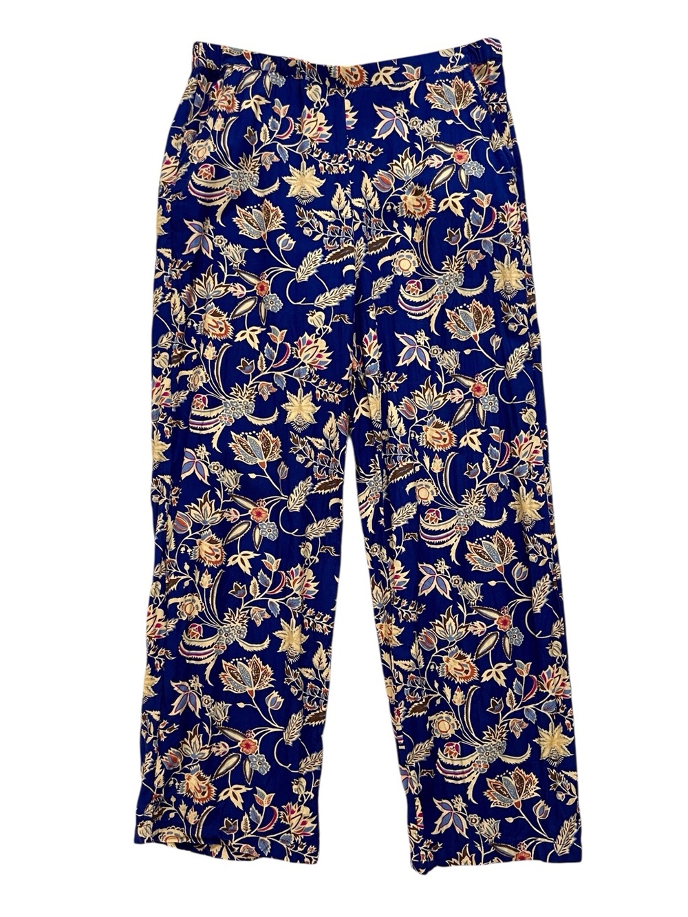 Chadwicks Blue Floral Pants Vintage Boho Tribal Cottagecore Summer Womens Medium
